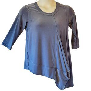 Sympli Blue Asymmetrical Lagenlook Tunic has Draped Pocket Front  Women's Size 6